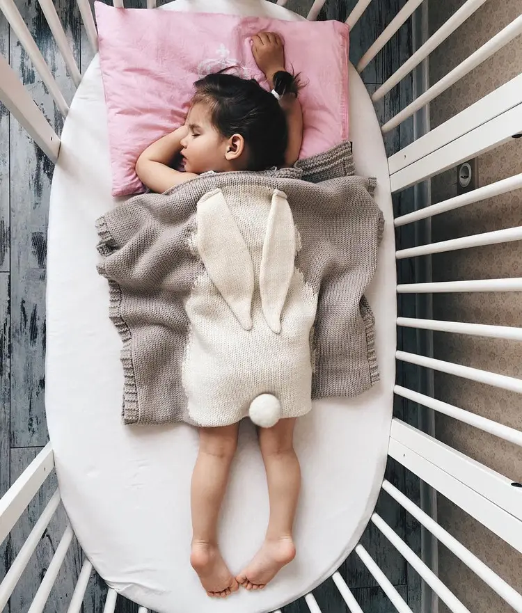 Однотонное Вязаное детское одеяло ручной работы с милым кроликом розового цвета, теплое дышащее мягкое Вязаное детское одеяло, 2021