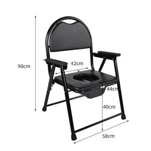Chaise de toilette pliable Mk817 en acier inoxydable, capacité 150 kg, avec accoudoirs et siège rembourré pour personnes handicapées - Product Image 5