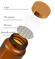 Flacon en verre ambré à large ouverture de 500 ml pour capsules, comprimés, vitamines, avec bouchon à vis en aluminium doré, logo personnalisé imprimé à l'écran