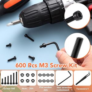 ชุดน็อตสกรู M3 พร้อมแหวนรอง 600 ชิ้น เหล็กอัลลอยด์ 12.9 เกรด A สำหรับงานก่อสร้าง หัวหกเหลี่ยม เมตริก - Product Image 2
