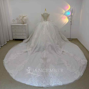 ชุดแต่งงานทรงบอลกาวน์สุดหรูหรา ประดับลูกไม้แบบเจ้าหญิง พร้อมชายกระโปรงยาวแบบชาเปล รุ่น Lsjj69 - Product Image 4