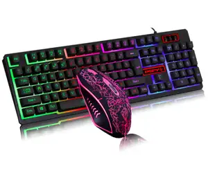 Mechanical waterproof rainbow backlit keyboard with mouse