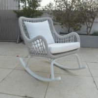 Fauteuil à bascule moderne et confortable en aluminium et corde pour extérieur, jardin, balcon, hôtel – Fauteuil à bascule en corde tressée