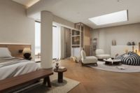 Conception de plan d'aménagement intérieur d'appartement, dessin CAO 2D, visualisation 3D pour hôtel