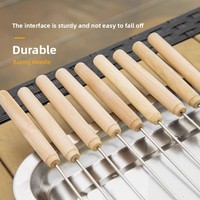 Aiguille à kebab en acier inoxydable de qualité alimentaire avec manche en bois, outil jetable inodore et non toxique pour barbecue, idéal pour la viande.