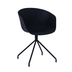 金属底座塑料座椅现代设计黑色餐厅扶手椅
