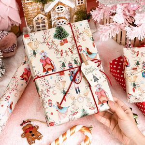 Christmas Wrapping Paper Reversible Nutcracker Design 17 In X 32.8 Ft Gift <b>Wrap</b> For Holiday Crafting - Product Image 4
