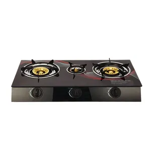 <span class=keywords><strong>Estufa</strong></span> de <span class=keywords><strong>Gas</strong></span> de 3 Quemadores para Cocina Doméstica con Cubierta de Vidrio Templado y Accesorios - Product Image 1