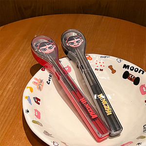 Nezha Portable Stainless Steel Tableware Set Includes Chopstick and Spoon for Household Use Dinnerware Set