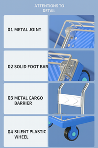 Carrito de mano de barandilla plegable portátil | Carro de plataforma industrial de cuatro ruedas de plástico personalizado OEM - Product Image 5