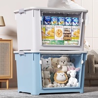 Caixa de Armazenamento Plástica Transparente com Abertura Frontal para Casa, Caixa de Armazenamento de Brinquedos e Roupas para Bebês, Caixa de Armazenamento Plástica