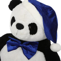 Adorable Peluche de Panda con Gorro para Dormir y Lazo, Súper Suave, Animal de Peluche Sentado, Compañero para la Hora de Dormir, Muñeco de Peluche para Niños