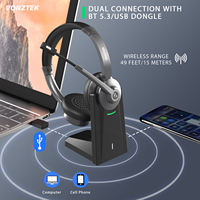Casque Professionnel Sans Fil pour Centre d'Appels avec Microphone ENC, Batterie Puissante et Réduction de Bruit