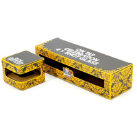 Boîte de présentation personnalisée avec fenêtre transparente, motif élégant or et noir, emballage robuste en carton ondulé pour coffret cadeau de verres à shot et articles de bar