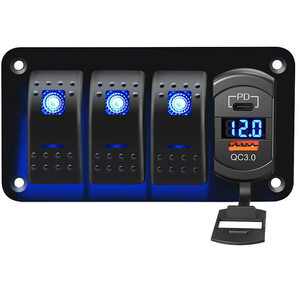 Yuhe YH-DH4-QA 3 Gang <b>12V</b> SPST USB Charger Voltmeter Aluminum Panel on Off with Pre-Wired for Boat of Rocker <b>Switch</b> - Product Image 5