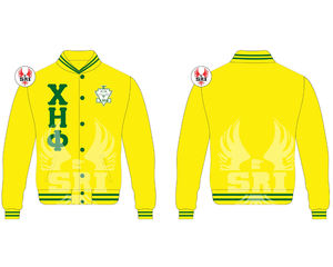 Chi Eta Phi Sorority Embroidery Women Satin Silk Jacket | Sorority Embroidered <b>Ladies</b> Custom Made Satin Bomber Jacket - Product Image 4