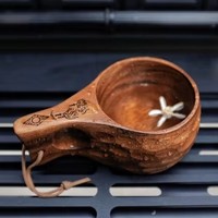Tasse à café suspendue pour le camping en plein air, 400 ml, en bois d'acacia, avec couvercle, style européen, tasse à café bon marché pour le thé et le lait