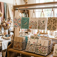Sacs cabas écologiques assortis en papier grainé à motifs variés, petite taille, vente en gros, pour le shopping écologique