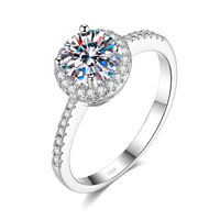 Bague de Fiançailles et de Promesse en Argent Sterling S925 avec Moissanite Scintillante Taille Ovale et Pavé, Idéale pour le Quotidien, les Mariages et les Fêtes, Cadeau Bijou