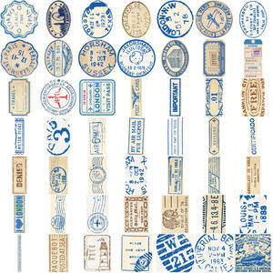 50PCS Sello postal vintage tarjeta de embarque paquebot pegatina de billete de avión de viaje - Product Image 4