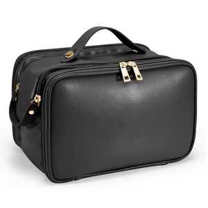 Pochette de rangement pour maquillage en cuir PU de luxe, grande capacité, pliable, compartimentée pour les produits de soin de la peau, fermeture éclair, usage quotidien, pour femme - Product Image 6