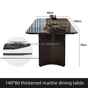 Table à manger rectangulaire en bois de style minimaliste moderne et écologique italienne, avec chaises et pieds en fer, 6 places - Product Image 5