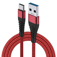 Câble de données tressé en alliage d'aluminium de type C de haute qualité avec conducteur en cuivre pur pour téléphones mobiles ; Charge rapide USB-C 3A