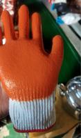 Haute qualité 7G chaîne tricot rouge Orange paume trempée poignée en caoutchouc industriel robuste enduit de Latex gants de travail de jardin imprimer Logo