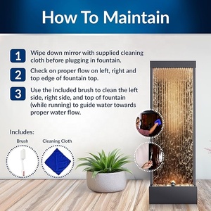 Fontaine murale en cascade Zen avec cadre en acier inoxydable et verre trempé pour <span class=keywords><strong>la</strong></span> <span class=keywords><strong>d</strong></span>écoration de <span class=keywords><strong>la</strong></span> maison, forme rectangulaire - Product Image 2