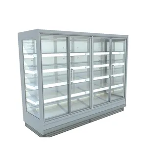Supermarket minuman kulkas komersial minuman kulkas dengan pintu kaca pendingin remote jenis showcase