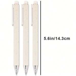 Stylo bille en paille de blé ABS, action facile par pression, pointe balle 1,0 mm, encre noire, écriture supérieure, couleur macaron - Product Image 5