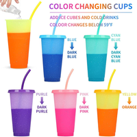 Gobelet réutilisable pour café Mazoho 24 Oz, nouveau, Design personnalisé, en plastique magique froid, tasse à couleur changeante, avec couvercle et paille