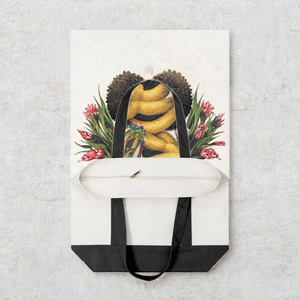 Sac fourre-tout promotionnel en toile de coton personnalisé avec logo, fermeture éclair, poche avant et soufflet de fond, sac de courses réutilisable - Product Image 2