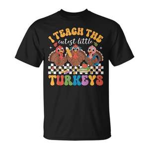 Camiseta de otoño para profesores con estampado de los pequeños y adorables pollitos de la turquía - Product Image 1