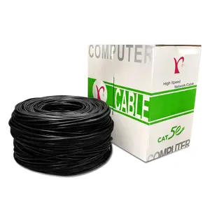 Kabel Lan 305m Ethernet jaringan 24AWG tembaga telanjang Cat5e UTP dalam ruangan Populer