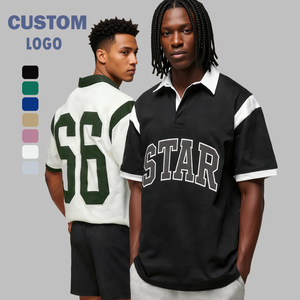 ODM Custom Embroidered Logo Men's Polo Shirts Color Block Stand Collar Casual Sports Tees