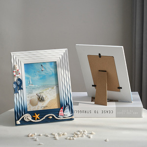 Ocean-Themed Photo <b>Frames</b> <b>6x4</b> And 7x5 Inch Marine Style Handmade Wooden Tabletop Rectangle <b>Frames</b> With Seashell Design - Product Image 3