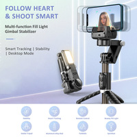 Stabilisateur de smartphone Takenoken avec suivi automatique du visage et rotation à 360° °   Télécommande rotative pour Android iPhone, trépied pour selfie avec lumière LED