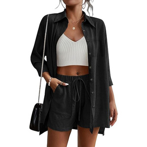 เสื้อคลุมคาร์ดิแกนแขน 7 ส่วน ปกเสื้อแบบลำลอง ติดกระดุม สำหรับผู้หญิง สไตล์ลำลอง แฟชั่นชายหาดฤดูร้อน - Product Image 3