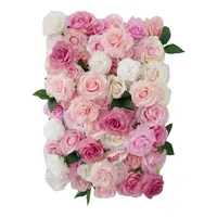 צבעוני פרח קיר חתונה מלאכותי משי רוז מעורב אדמונית פרח קיר פנל עבור רקע שלב חתונה