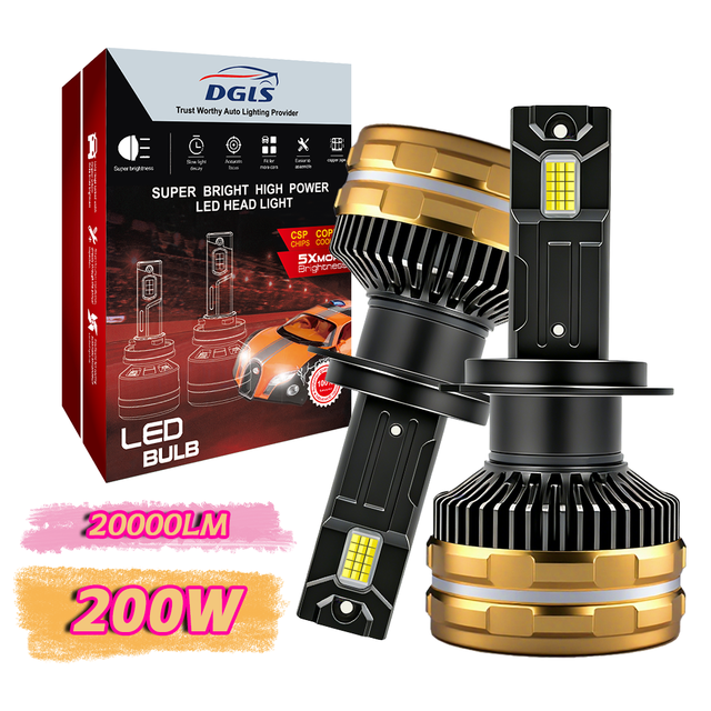 M71 200W 20000LM LED Headlight Bulb 7-Blade High Speed Fan Heat Dissipation CSP Chip Car Light 6500K Compatible with Canbus H7