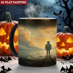Mug magique à boire 11oz en céramique noire givrée, tasse changeante de couleur sensible à la chaleur - Product Image 6