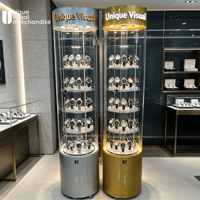 Vitrine rotative en acrylique avec éclairage LED pour montres, cosmétiques et lunettes de soleil