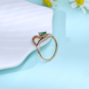 Anillo de Compromiso Clásico de Lujo en Oro Rosa Sólido de 18K con Perla de Agua Dulce en Forma de Pera con Corte Esmeralda, para Regalo de Aniversario de Bodas y Fiestas - Product Image 5