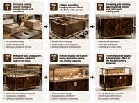 Comptoir de présentation de bijoux de luxe sur mesure, vitrine à montres en placage de bois massif avec éclairage LED pour boutique haut de gamme