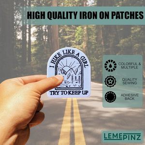 Parche Bordado Personalizado 'Hike Like A Girl' de 3 Pulgadas, Termoadhesivo o para Coser, Aplique de Tela para Mujeres - Product Image 5