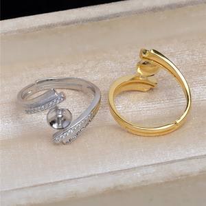 Wenchi S925 Pure <b>Silver</b> Accessory <b>Ring</b> Holder 16914 <b>Cross</b> Shaped Matte Finish Opening 8-10 Pearl <b>Ring</b> Empty Jewelry China - Product Image 3