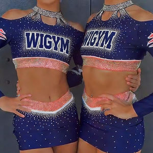 Conjuntos de Uniformes de Porristas con Cuentas para Niños, Diseño OEM al por Mayor, Patrón de Spandex/Poliéster, Impresión Digital, Colores Personalizados - Product Image 1