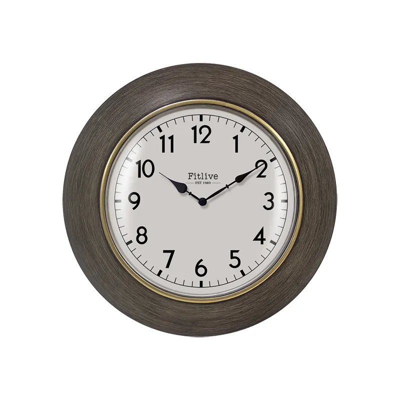 Nouveau design personnalisé horloge murale matière plastique style bois 12 pouces circulaire horloge décorative pour la maison ou le bureau en gros