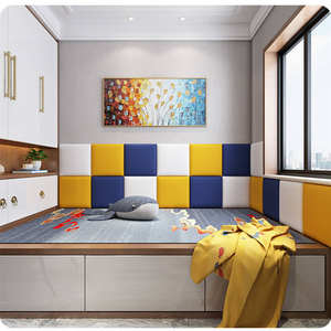 艺术3d剥离棒安装软垫墙板麂皮皮革覆盖软聚氨酯泡沫儿童床头板 - Product Image 2